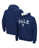 Men's Colosseum Navy Yale Bulldogs Arch and Logo Pullover Hoodie