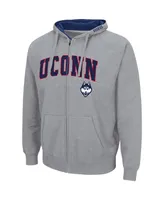 Men's Colosseum Heathered Gray UConn Huskies Arch and Logo 3.0 Full-Zip Hoodie