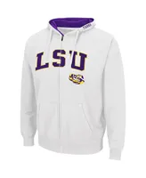 Men's Colosseum White Lsu Tigers Arch and Logo 3.0 Full-Zip Hoodie