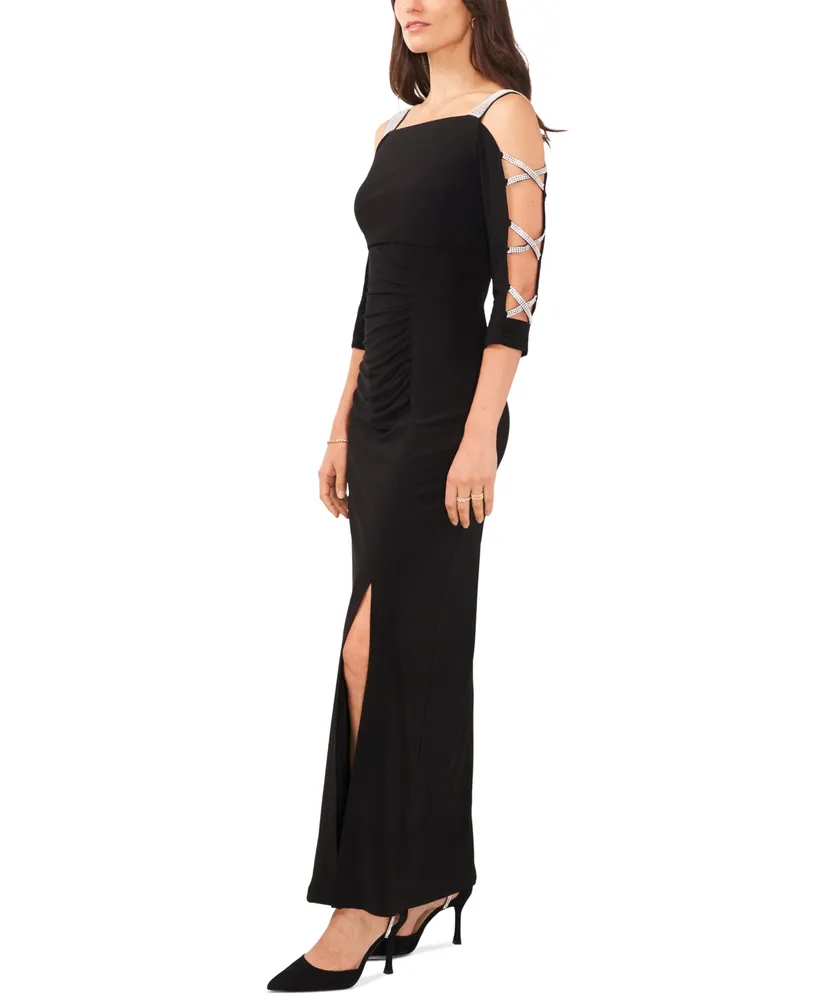 Msk Women's Jersey Cutout-Sleeve Square-Neck Gown