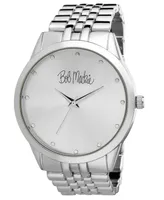 Bob Mackie Men's and Women's Silver-tone Base Metal Bracelet 2 Piece Watch Set 45mm and 36mm - Silver
