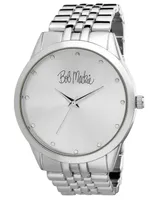 Bob Mackie Men's and Women's Silver-tone Base Metal Bracelet 2 Piece Watch Set 45mm and 36mm