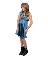 Emerald Sundae Big Girls Ruffle Satin Rhinestone Waist Dress