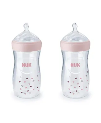 Nuk Baby Simply Natural Baby Bottles, 9 Oz, 2 Pack, Pink