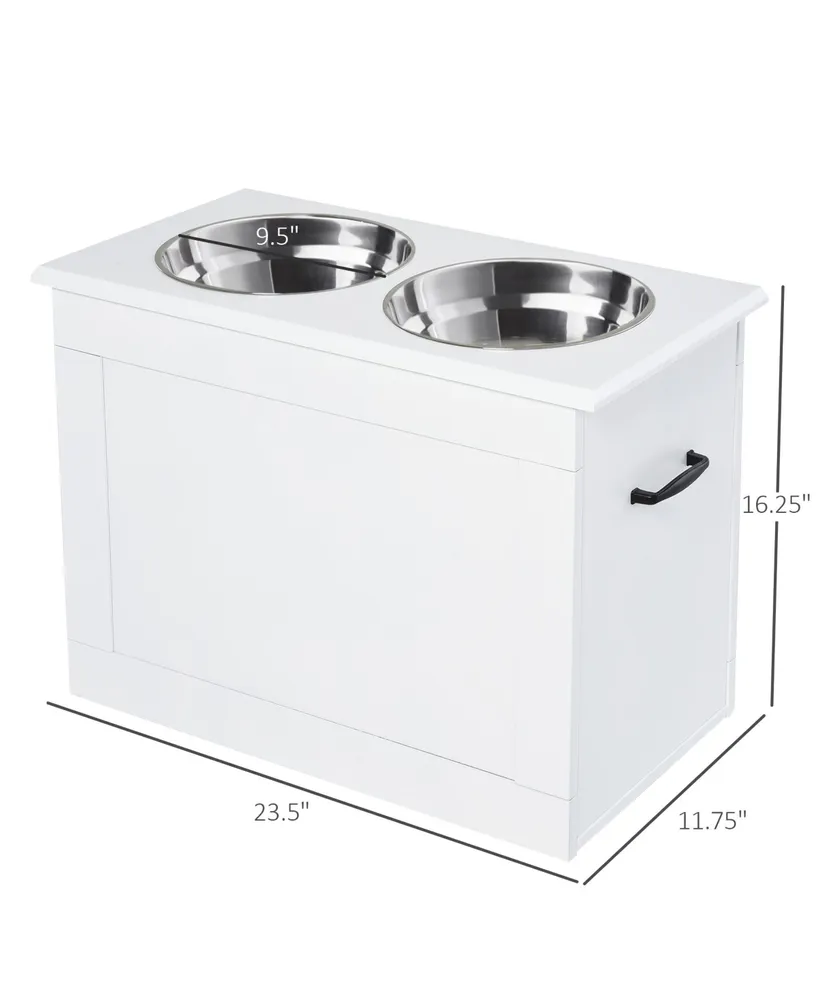 Stainless Steel Raised Pet Bowl Feeding Station with Storage
