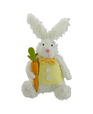Plush Sitting Easter Bunny Rabbit Holding a Carrot Spring Figure,14"