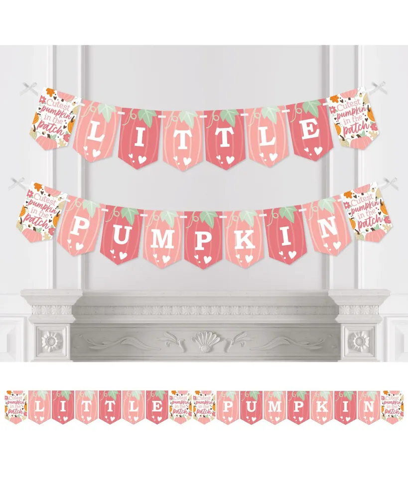 Big Dot of Happiness Girl Little Pumpkin - Fall Birthday Party or Baby Shower Bunting Banner - Party Decorations - Little Pumpkin