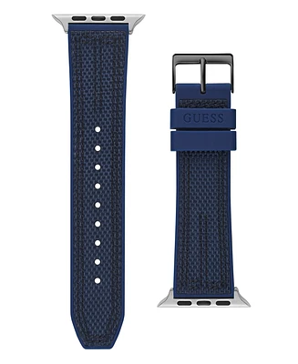 Guess Men's Blue Nylon on Black Silicone band compatible with Apple 42mm, 43mm, 44mm watch