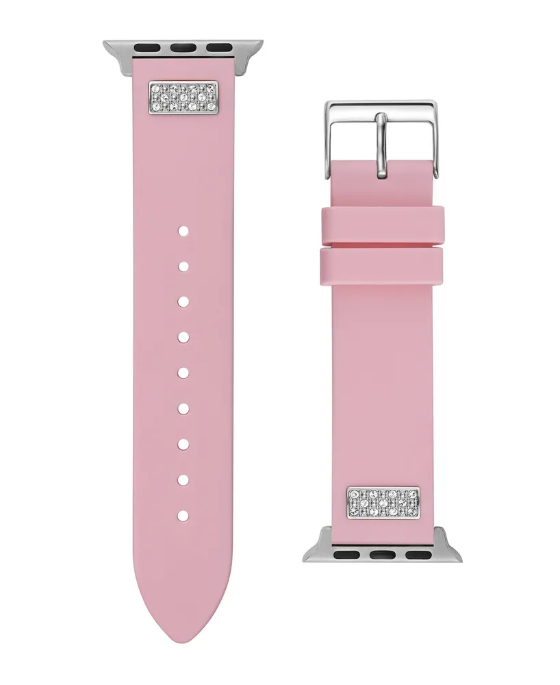 Guess Women's Pink Silicone Strap with Glitz Insert 38mm, 39mm ,40mm Apple Watch Band