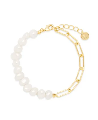 brook & york Colette Baroque Freshwater Imitation Pearl and Elongated Link Paperclip Chain Bracelet