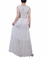 Ny Collection Petite Sleeveless Textured Tiered Maxi Dress