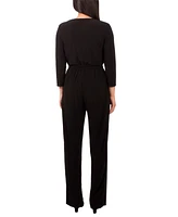 Ny Collection Petite 3/4 Sleeve Printed Belted Jumpsuit