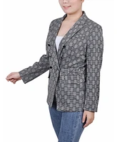 Ny Collection Petite Printed Double Breasted Blazer