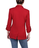 Ny Collection Petite Long Sleeve Double Breasted Crepe Blazer
