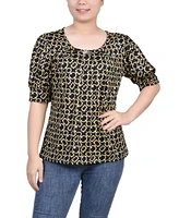 Petite Printed Balloon Sleeve Top