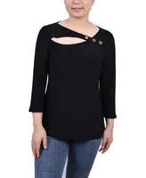 Ny Collection Petite 3/4 Sleeve Cutout Top
