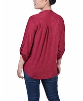 Ny Collection Petite 3/4 Roll Tab Pullover Top