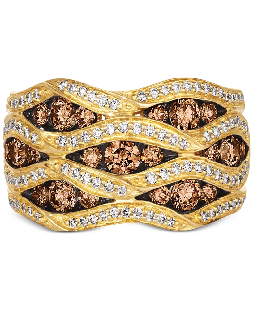 Le Vian Chocolatier Chocolate Diamond (1-1/3 ct. t.w.) & Vanilla Diamond (1/2 ct. t.w.) Wavy Statement Ring in 14k Gold