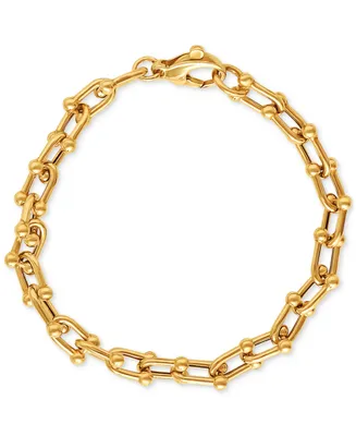 Polished U Link Chain Bracelet in 18k Gold-Plated Sterling Silver