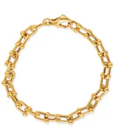Polished U Link Chain Bracelet in 18k Gold-Plated Sterling Silver