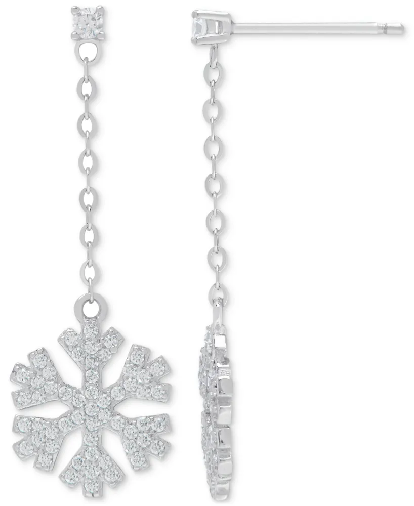 Lab-grown White Sapphire Snowflake Drop Earrings (1-1/10 ct. t.w.) in Sterling Silver