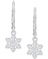 Lab-grown White Sapphire Snowflake Leverback Drop Earrings (1/3 ct. t.w.) in Sterling Silver