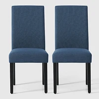 WestinTrends Upholstered Linen Fabric Dining Chair Set of 2