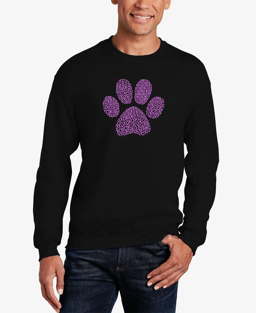 La Pop Art Men's Xoxo Dog Paw Word Crew Neck Sweatshirt