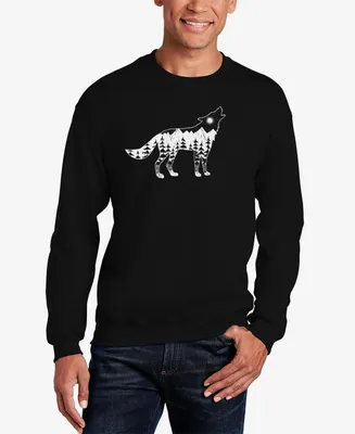 La Pop Art Men's Howling Wolf Word Crew Neck Sweatshirt