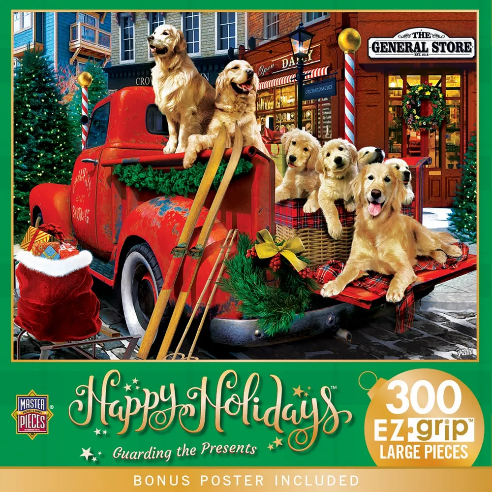 Masterpieces Happy Holidays - Guarding the Presents 300 Piece Ez Grip Puzzle