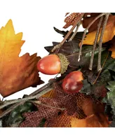Autumn Harvest Artificial Leaves Wreath Unlit, 20"