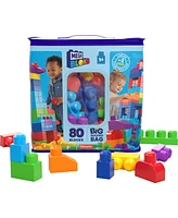 Mega Bloks 80-piece Big Building Bag Blocks for Toddlers 1-3, Blue