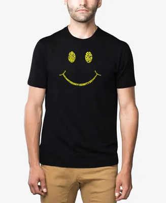 La Pop Art Men's Premium Blend Word Be Happy Smiley Face T-shirt