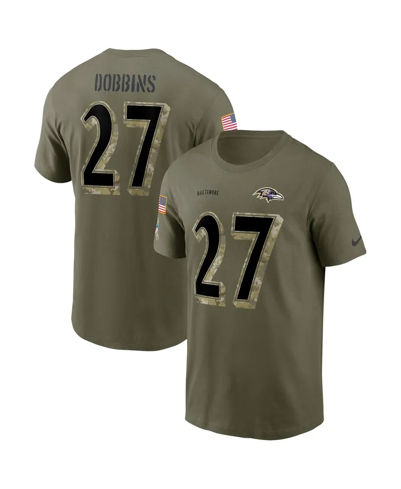 Men's Nike Lamar Jackson Olive Baltimore Ravens 2022 Salute to Service Name & Number T-Shirt Size: Small