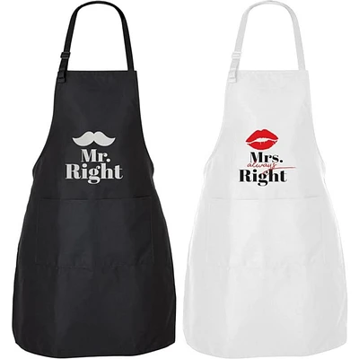 Zulay Kitchen Funny Aprons for Men, Women & Couples 2 Piece