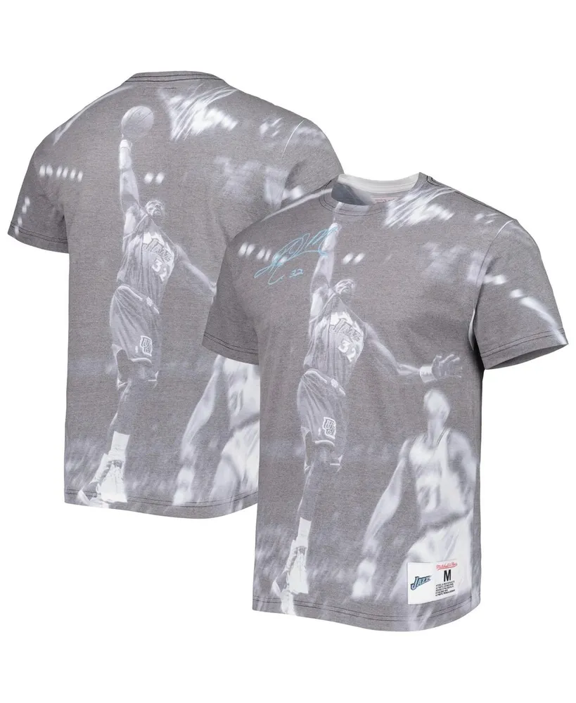 Men's Mitchell & Ness Karl Malone Gray Utah Jazz Above The Rim Sublimated T-shirt