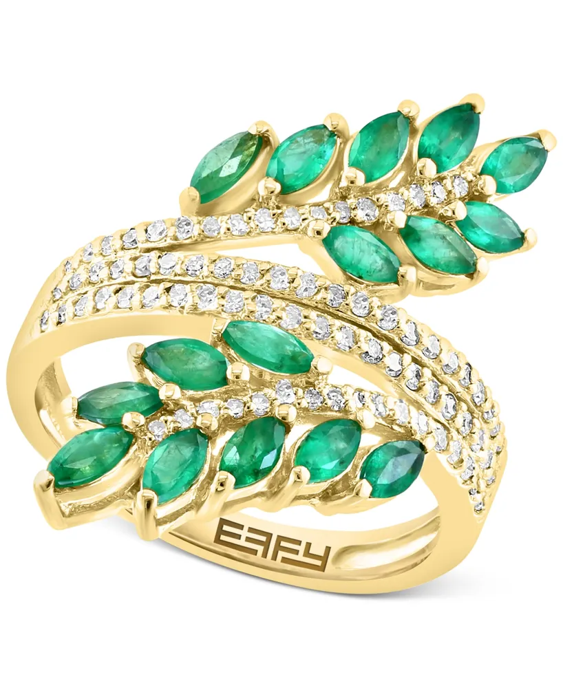 Effy Emerald (1-1/2 ct. t.w.) & Diamond (1/3 ct. t.w.) Vine Ring in 14k Gold
