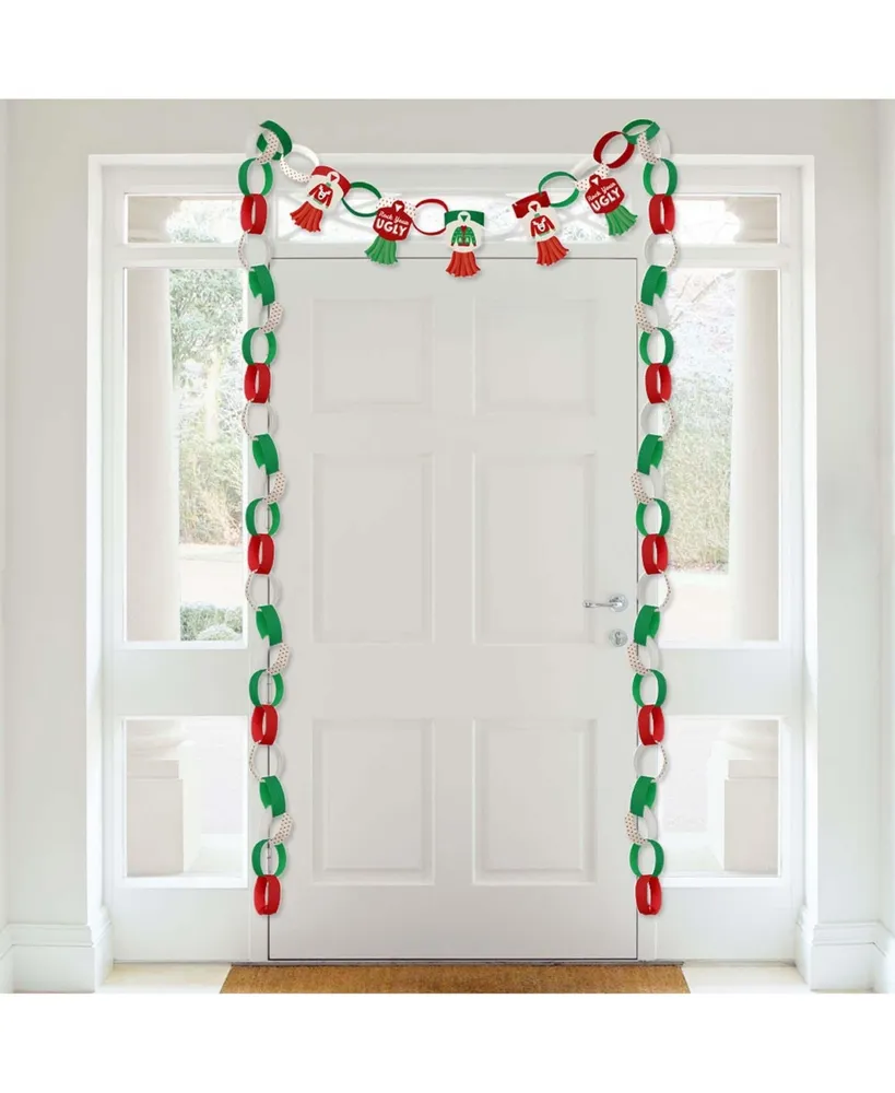 Big Dot of Happiness Ugly Sweater - 90 Links & 30 Tassels Christmas Paper Chains Garland 21 ft