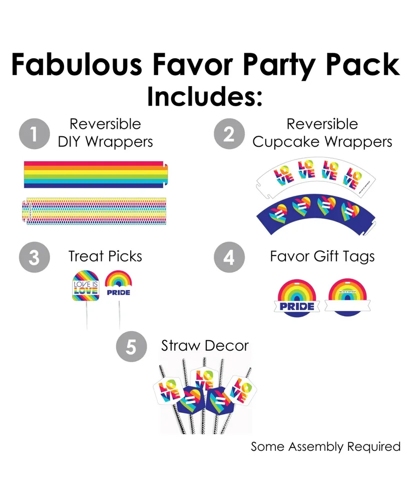 Love is Love Pride Favors/Cupcake Kit Fabulous Favor Party Pack 100 Pc