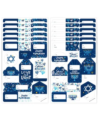 Big Dot of Happiness Hanukkah Menorah Chanukah Holiday Gift Tag Labels To and From Stickers 120 Ct