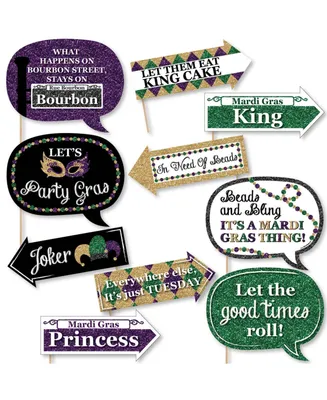 Funny Mardi Gras - Photo Booth Props Kit - 10 Piece