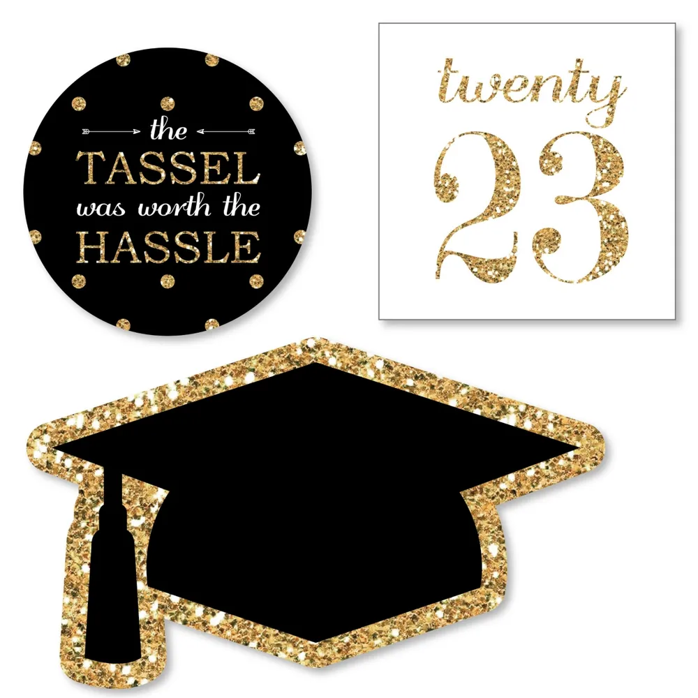 Big Dot of Happiness Gold Tassel Worth The Hassle - Diy Shaped