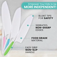 3-Piece Kids Knife Set for Real Cooking & Baking - Toddler Knives Cutting Fruits, Veggies, Cake