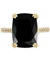 Onyx (7-1/2 ct. t.w.) and Cubic Zirconia Statement Ring 14k Gold-Plated Sterling Silver