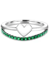 Emerald & Polished Heart Split Shank Ring (3/8 ct. t.w.) Sterling Silver (Also Ruby)