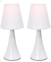 Simple Designs Valencia Colors 2 Pack Mini Touch Table Lamp Set with Fabric Shades