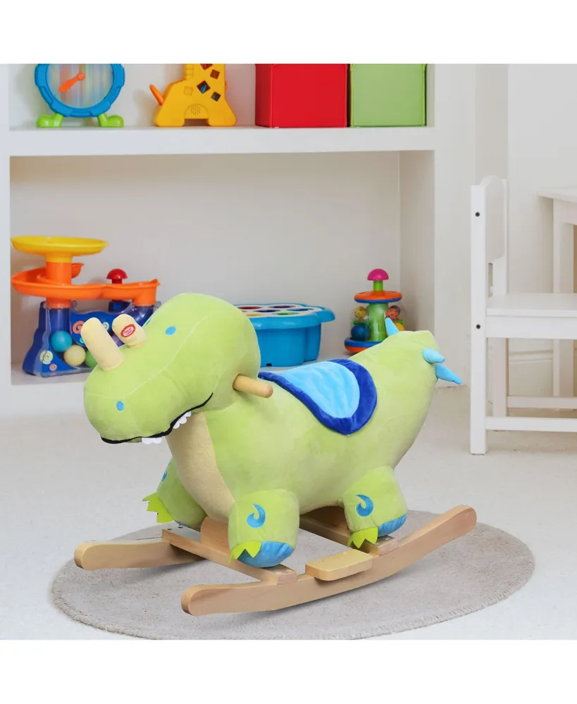 Qaba Kids Plush Ride-On Toy Rocking Horse Dinosaur Baby Animal Rocker