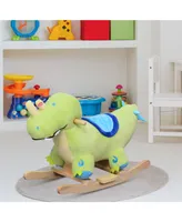 Qaba Kids Plush Ride-On Toy Rocking Horse Dinosaur Baby Animal Rocker