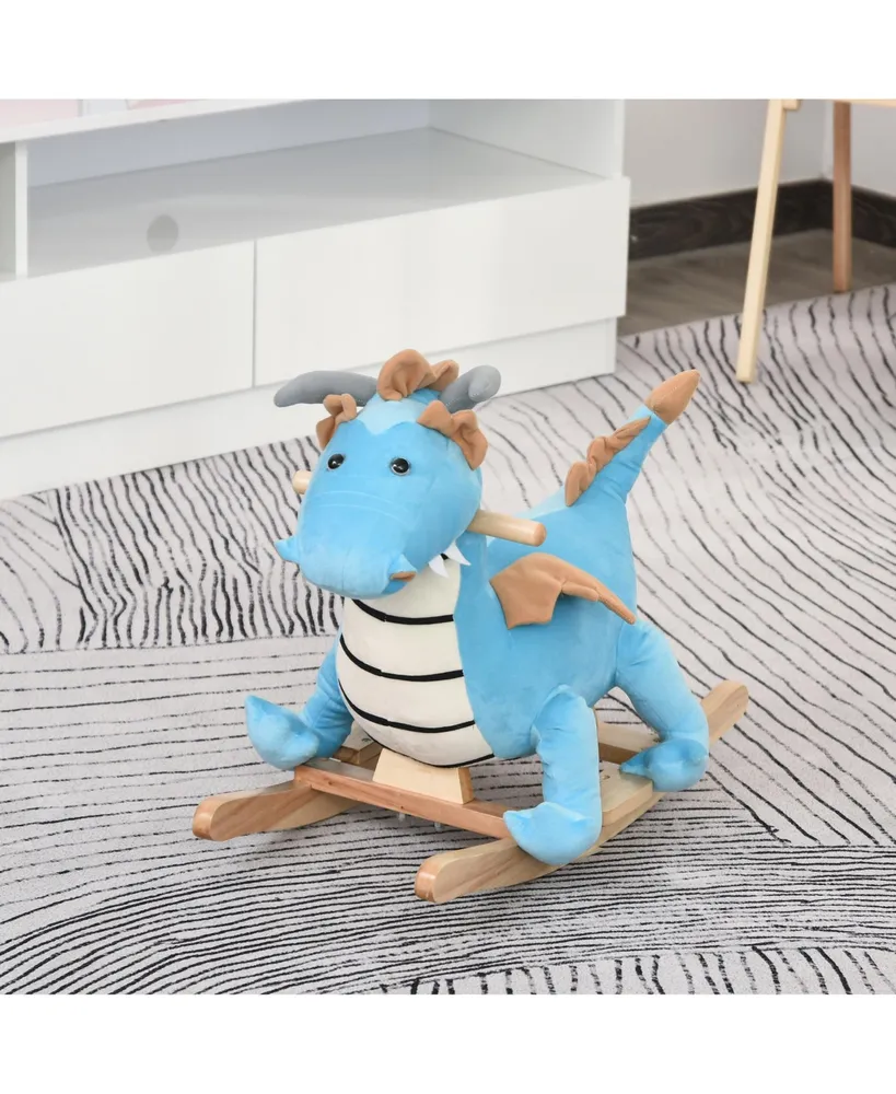 Qaba Children Dinosaur Rocker Horse Chair with Plush Body for 18-36 Months
