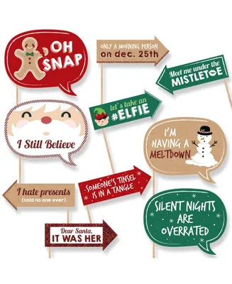 Funny Christmas - Holiday & Christmas Party Photo Booth Props - 10 Piece